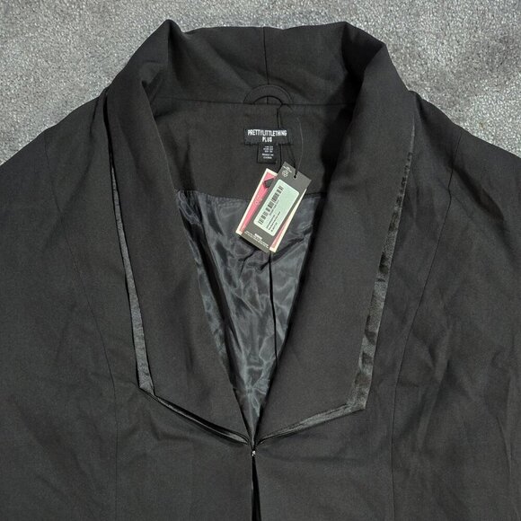 Pretty Little Thing NWT Avani Black Suit Jacket Satin Trim Evening Party - Picture 5 of 9